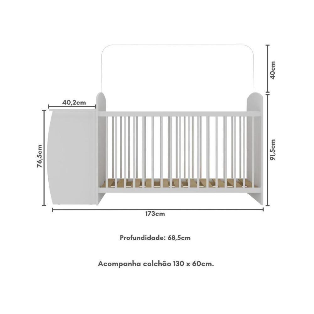 Berço Cômoda Com Colchão Incluso Colinho De Mãe Multimóveis Branco - 2