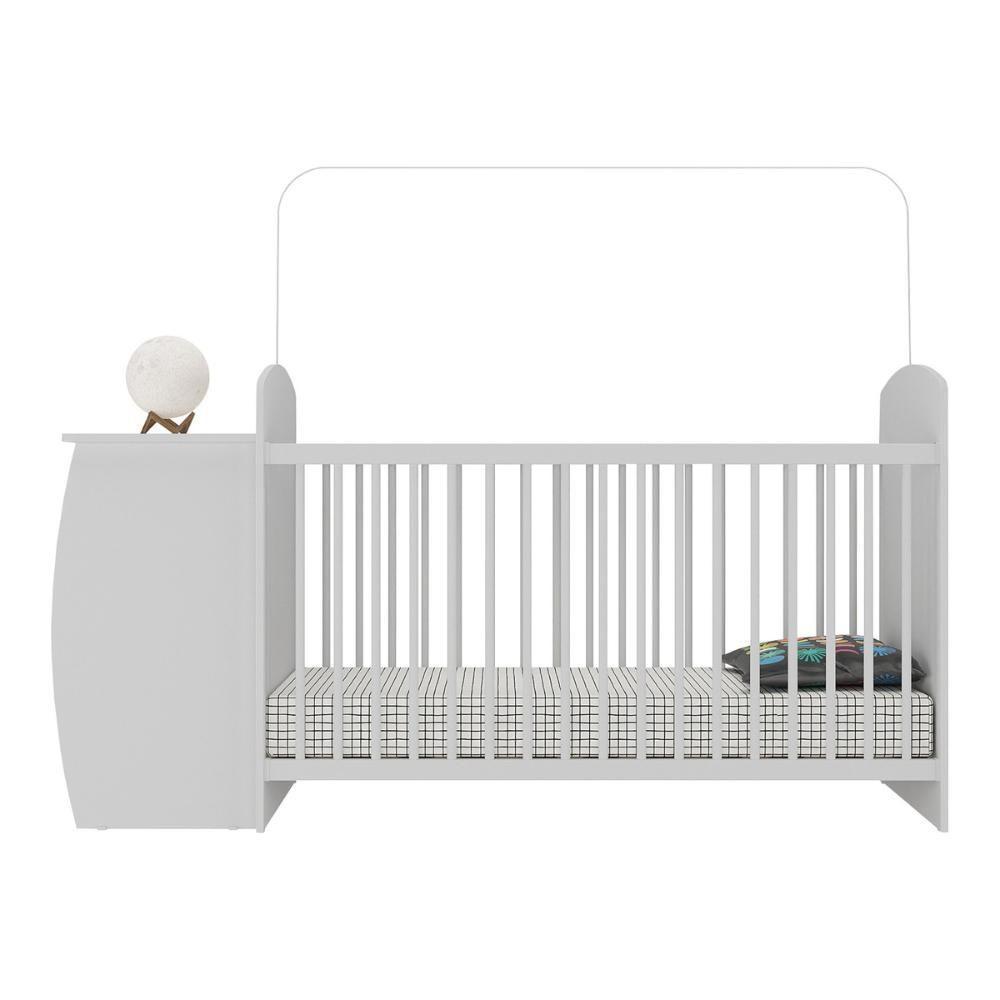 Berço Cômoda Com Colchão Incluso Colinho De Mãe Multimóveis Branco Azul - 4