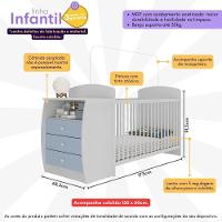 Berço Cômoda Com Colchão Incluso Colinho De Mãe Multimóveis Branco Azul - 6