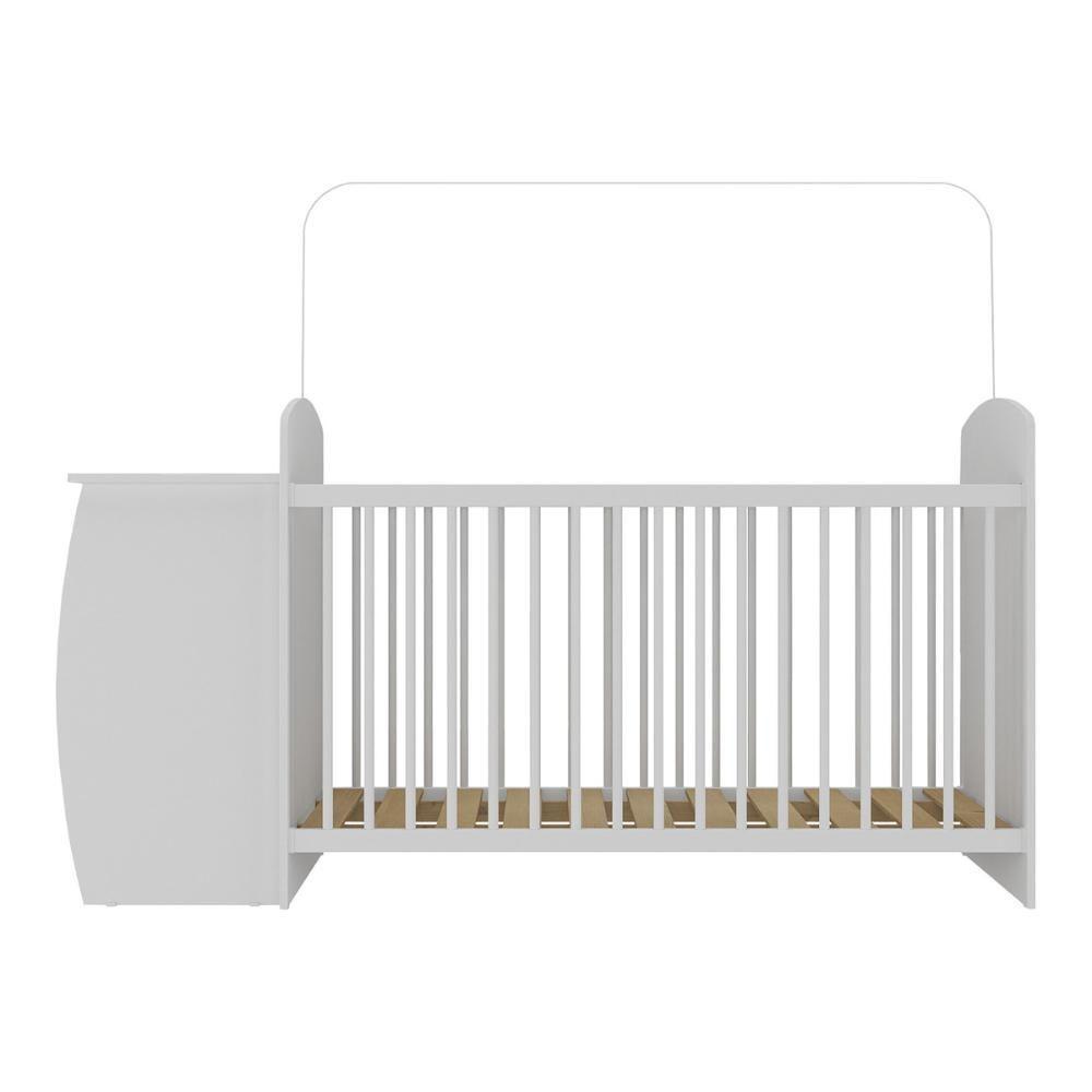 Berço Cômoda Com Colchão Incluso Colinho De Mãe Multimóveis Branco Cinza - 3
