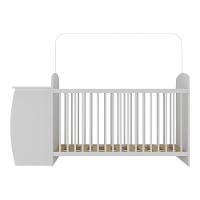 Berço Cômoda Com Colchão Incluso Colinho De Mãe Multimóveis Branco Cinza - 3