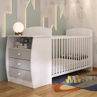 Berço Cômoda Com Colchão Incluso Colinho De Mãe Multimóveis Branco Cinza - 7