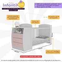 Berço Cômoda Com Colchão Incluso Colinho De Mãe Multimóveis Branco Rosa - 6
