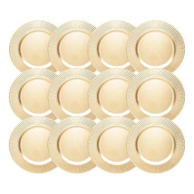 Jogo 12 Sousplat De Mesa Redondo Primer Dourado Plástico Lyor 33cm
