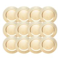 Jogo 12 Sousplat De Mesa Redondo Primer Dourado Plástico Lyor 33cm - 1