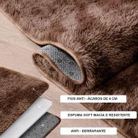 Tapete Sala Felpudo Peludo Mesclado Marrom Redondo 60 Cm - 3