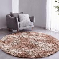 Tapete Sala Felpudo Peludo Mesclado Bege Redondo 140 Cm - 1