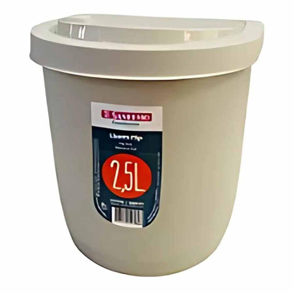 Lixeira Plástica Para Pia Flip Bege 2,5l Sanremo - 1