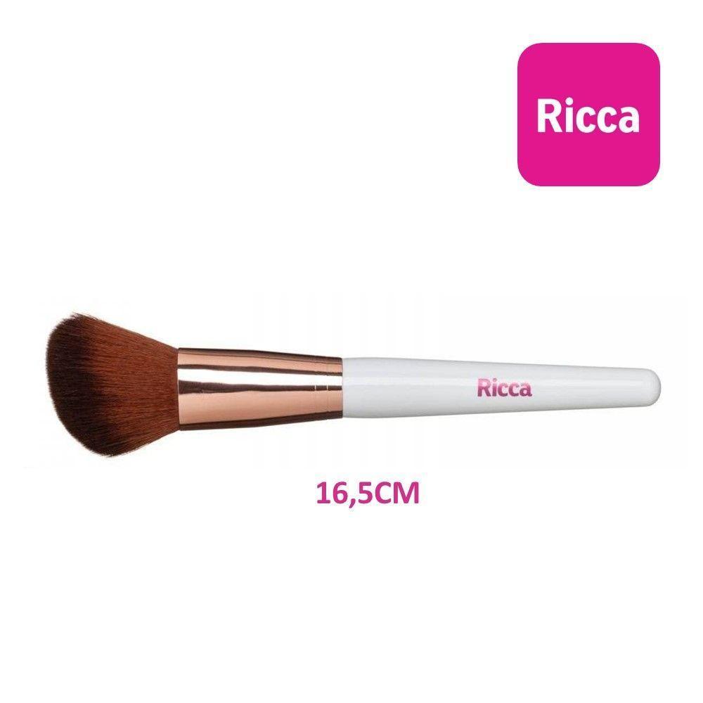 Pincel Chanfrado Para Blush Make Me Glam Rose Gold Ricca - 4