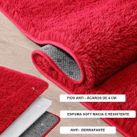 Passadeira Quarto Felpudo Peludo Vermelho 60 X 180 Cm - 3