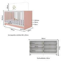 Berço 3 Em 1 Com Colchão Incluso E Cômoda Doce De Leite Multimóveis Branco Rosa