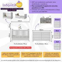 Berço 3 Em 1 Com Colchão Incluso Rodízios E Cômoda Chantilly Multimóveis Branco - 6