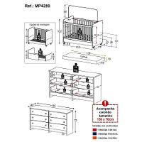 Berço 3 Em 1 Com Colchão Incluso Rodízios E Cômoda Chantilly Multimóveis Branco - 8