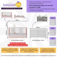 Berço 3 Em 1 Para Colchão 130 X 60cm Com Cômoda Doce De Leite Multimóveis Branco Rosa - 5