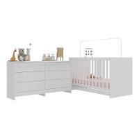 Berço 3 Em 1 Para Colchão 130 X 60cm Com Cômoda Doce De Leite Multimóveis Branco - 1