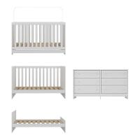 Berço 3 Em 1 Para Colchão 130 X 60cm Com Cômoda Doce De Leite Multimóveis Branco - 2