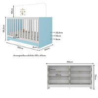 Berço 3 Em 1 Com Colchão Incluso E Cômoda Doce De Leite Multimóveis Branco Azul