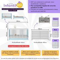 Berço 3 Em 1 Com Colchão Incluso E Cômoda Doce De Leite Multimóveis Branco Azul - 5
