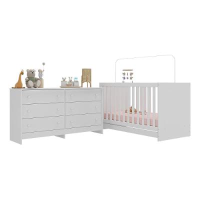 Berço 3 em 1 com Cômoda Mp4298 Mdp 133cm Branco Multimóveis com Colchão Incluso