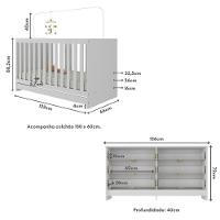 Berço 3 Em 1 Com Colchão Incluso E Cômoda Doce De Leite Multimóveis Branco