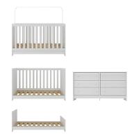 Berço 3 Em 1 Para Colchão 130 X 60cm Com Cômoda Pipoca Multimóveis Branco - 2