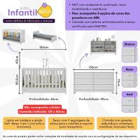 Berço 3 Em 1 Para Colchão 130 X 60cm Com Cômoda Pipoca Multimóveis Branco - 5