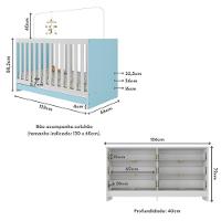Berço 3 Em 1 Para Colchão 130 X 60cm Com Cômoda Doce De Leite Multimóveis Branco Azul