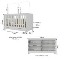 Berço 3 Em 1 Com Colchão Incluso E Cômoda Pipoca Multimóveis Branco