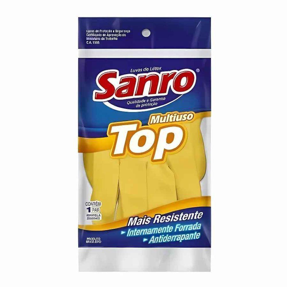 Luva Sanro Antiderrapante Amarela Media - 1