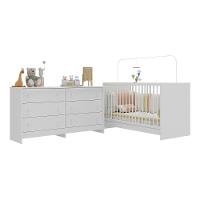 Berço 3 Em 1 Com Colchão Incluso E Cômoda Framboesa Multimóveis Branco - 1
