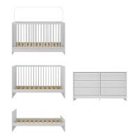 Berço 3 Em 1 Com Colchão Incluso E Cômoda Framboesa Multimóveis Branco - 2