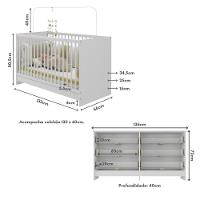 Berço 3 Em 1 Com Colchão Incluso E Cômoda Framboesa Multimóveis Branco