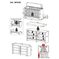 Berço 3 Em 1 Com Colchão Incluso E Cômoda Framboesa Multimóveis Branco - 7