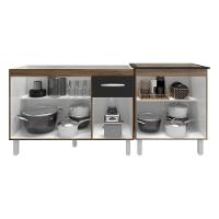 Armário Cozinha Gabinete Pia De 120 Cm Aline E Balcão Fran Para Cooktop 5 Bocas Savana Preto - 3