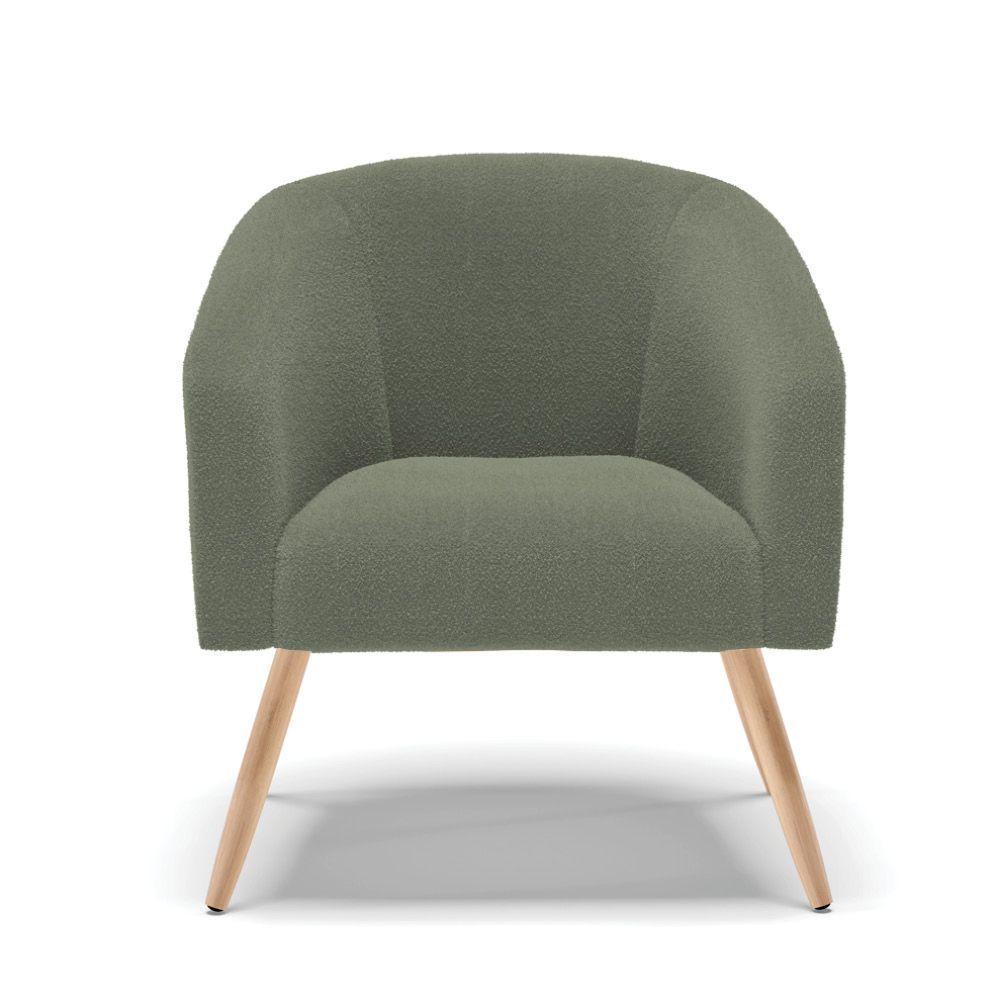 Poltrona Decorativa Pé Palito Natural Kit 2 Stella Bouclê D03 Verde Pistache - 7