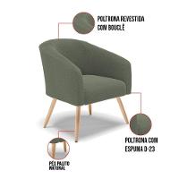 Poltrona Decorativa Pé Palito Natural Kit 2 Stella Bouclê D03 Verde Pistache - 5