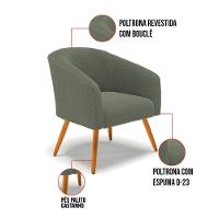 Poltrona Para Sala Pé Palito Castanho Kit 2 Stella Bouclê D03 Verde Pistache - 5