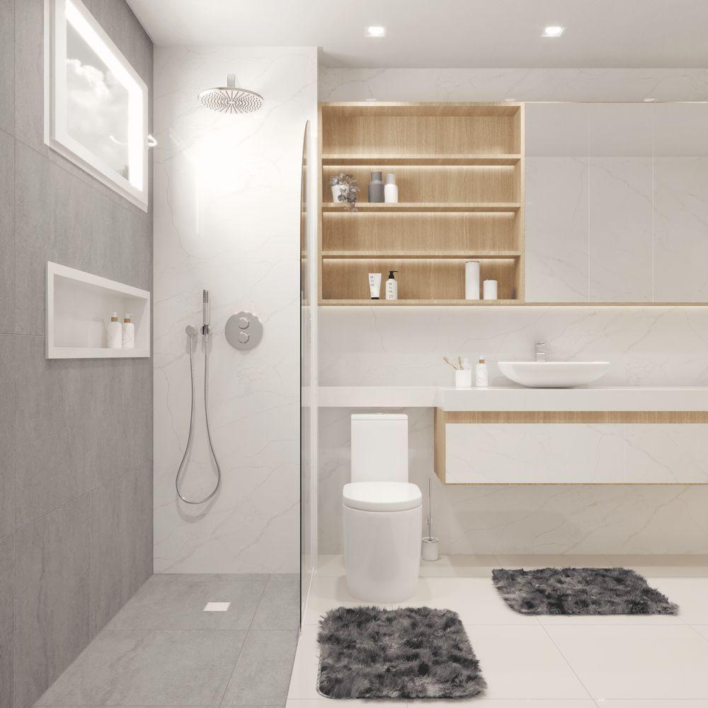 Kit Tapete Banheiro Felpudo Peludo Mesclado Cinza 40 X 60 Cm - 5