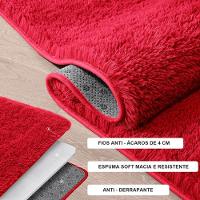 Tapete Sala Felpudo Peludo Vermelho Redondo 60 Cm - 3