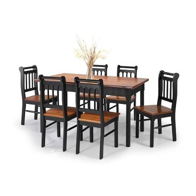 Conjunto Sala De Jantar E Cozinha Com 6 Cadeiras Madeira Maciça Preto
