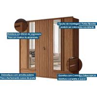 Guarda Roupa Casal 6 Portas e 5 Gavetas c/ Espelho Democrata Jatoba - Santos Andirá - 7