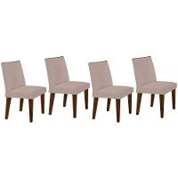 Cadeira Sala de Jantar Jade Madeira Kit 4 Un Capuccino - Veludo Creme - Rufato - 1