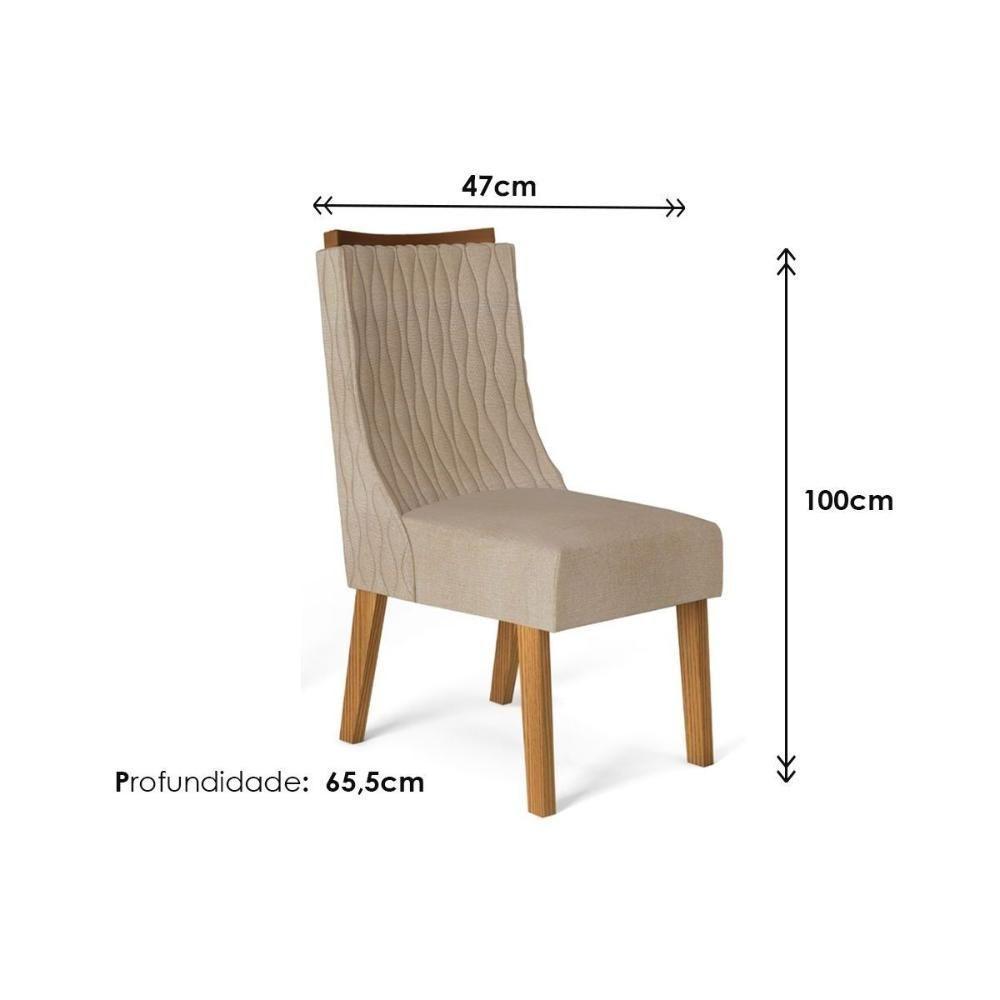 Cadeira Sala de Jantar Jade Cedro/Linho Neve - DJ Móveis - 2