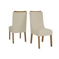 Cadeira Sala de Jantar Jade Cedro/Linho Neve - DJ Móveis - 1