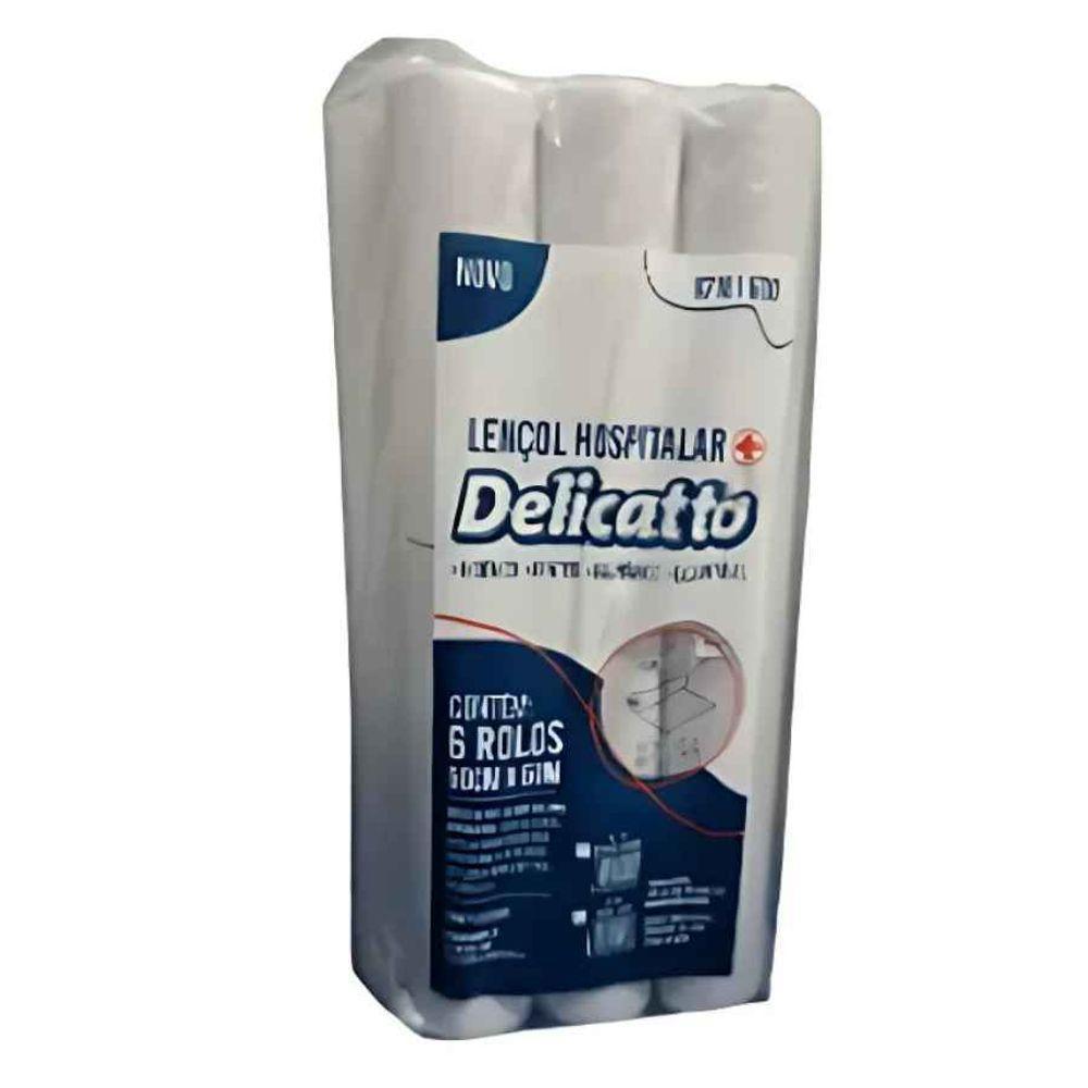 Lençol Hospitalar 50x50 Branco Delicatto 100% Com 06 Rolos - 1