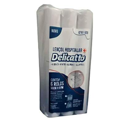 Lençol Hospitalar 50x50 Branco Delicatto 100% Com 06 Rolos
