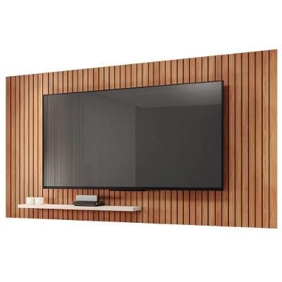 Painel Ripado Para Tv Até 75 Polegadas Com Prateleira Madeirado/off White França Caemmun Freijó/off