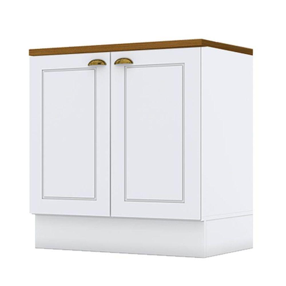 Balcão 2 Portas 80 Cm Nova York Branco Com Tampo Para Cooktop Nature - Henn - 1