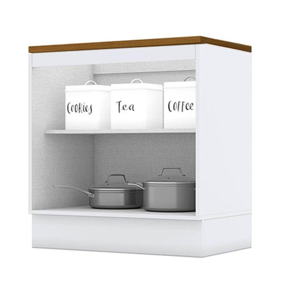 Balcão 2 Portas 80 Cm Nova York Branco Com Tampo Para Cooktop Nature - Henn - 3