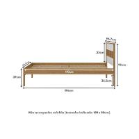 Cama De Solteiro Para Colchão 88 X 188 Cm Multimóveis Amêndoa Branco - 5